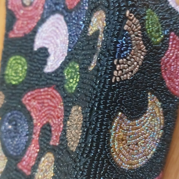 🔖 Black Millefiori Beaded Small Bag Zipper - Picture 2 of 9
